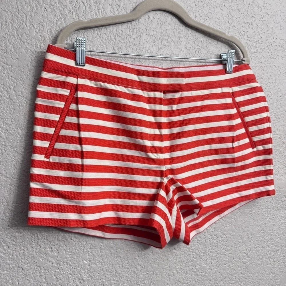 J.Crew Womens Single Pleat Shorts Striped Casual Summer Size 12 NWT
